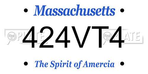 424VT4 Massachusetts License Plate