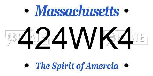 424WK4 Massachusetts License Plate