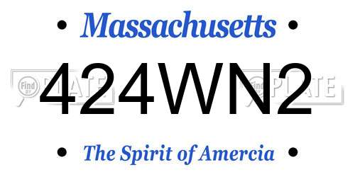 424WN2 Massachusetts License Plate
