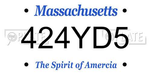 424YD5 Massachusetts License Plate