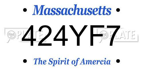 424YF7 Massachusetts License Plate