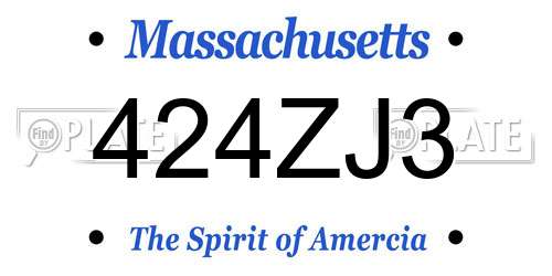 424ZJ3 Massachusetts License Plate