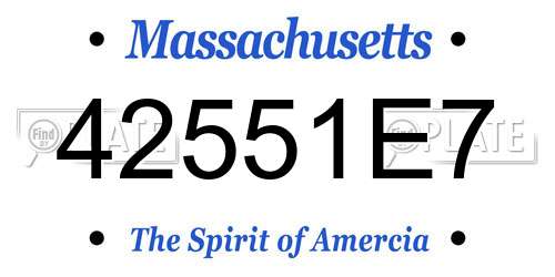 42551E7 Massachusetts License Plate