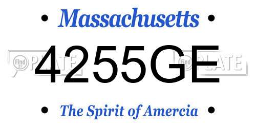 4255GE Massachusetts License Plate
