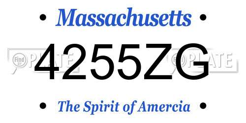 4255ZG Massachusetts License Plate