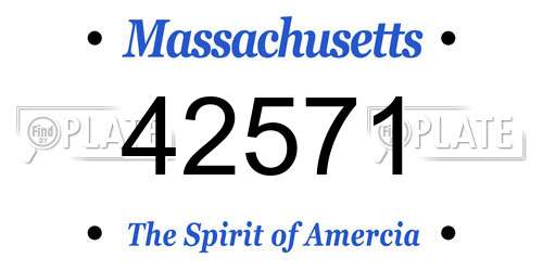 42571 Massachusetts License Plate