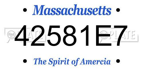 42581E7 Massachusetts License Plate