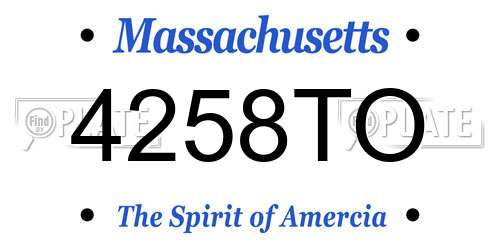4258TO Massachusetts License Plate