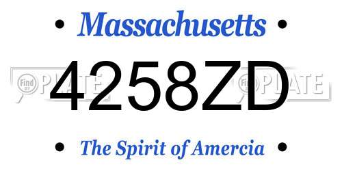 4258ZD Massachusetts License Plate