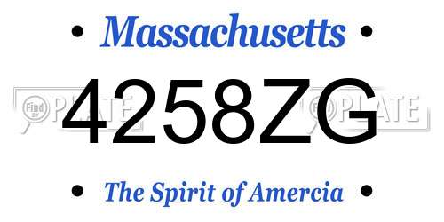 4258ZG Massachusetts License Plate