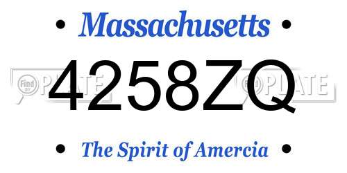 4258ZQ Massachusetts License Plate