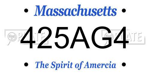 425AG4 Massachusetts License Plate