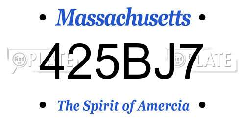 425BJ7 Massachusetts License Plate