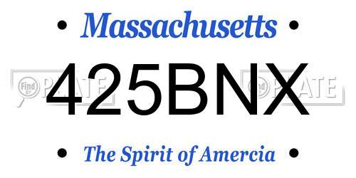425BNX Massachusetts License Plate