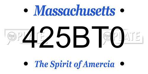 425BT0 Massachusetts License Plate