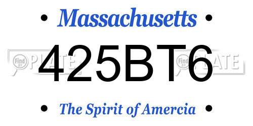 425BT6 Massachusetts License Plate