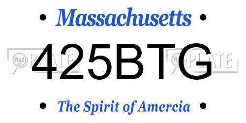 425BTG Massachusetts License Plate