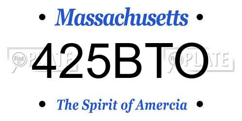 425BTO Massachusetts License Plate