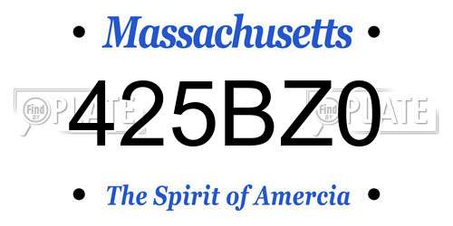 425BZ0 Massachusetts License Plate