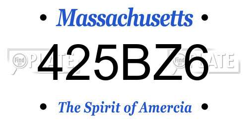 425BZ6 Massachusetts License Plate
