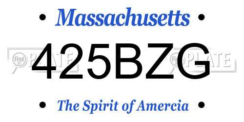 425BZG Massachusetts License Plate