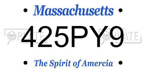 425PY9 Massachusetts License Plate