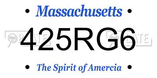425RG6 Massachusetts License Plate
