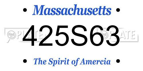 425S63 Massachusetts License Plate