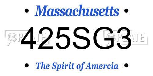 425SG3 Massachusetts License Plate