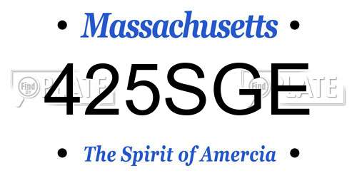 425SGE Massachusetts License Plate