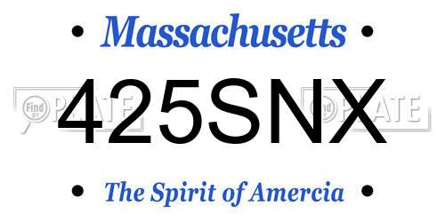 425SNX Massachusetts License Plate