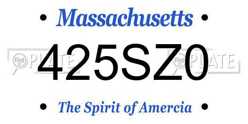 425SZ0 Massachusetts License Plate