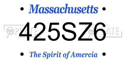 425SZ6 Massachusetts License Plate