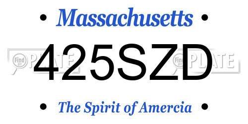 425SZD Massachusetts License Plate