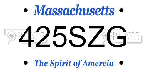 425SZG Massachusetts License Plate