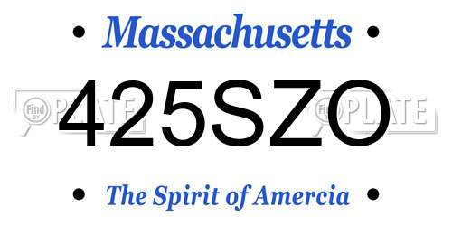 425SZO Massachusetts License Plate
