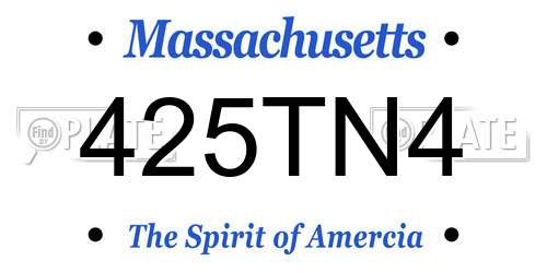 425TN4 Massachusetts License Plate