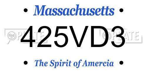 425VD3 Massachusetts License Plate