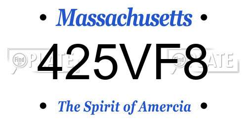 425VF8 Massachusetts License Plate