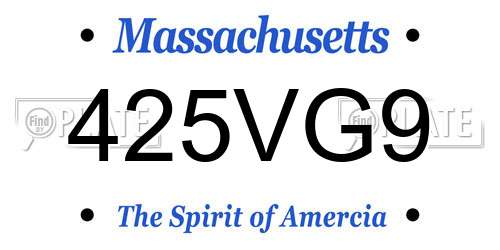 425VG9 Massachusetts License Plate