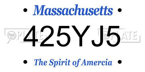 425YJ5 Massachusetts License Plate