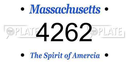 4262 Massachusetts License Plate