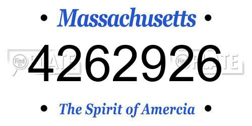4262926 Massachusetts License Plate