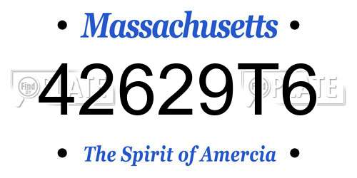 42629T6 Massachusetts License Plate