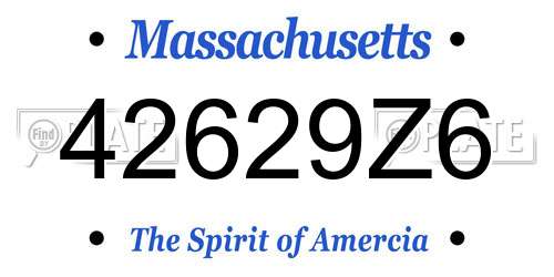 42629Z6 Massachusetts License Plate