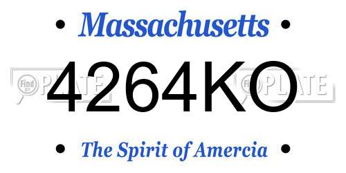 4264KO Massachusetts License Plate