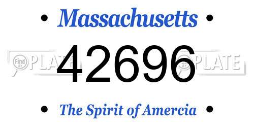 42696 Massachusetts License Plate