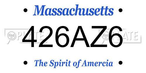 426AZ6 Massachusetts License Plate
