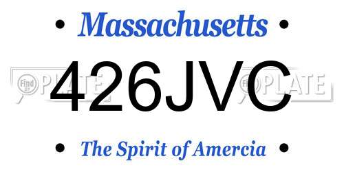 426JVC Massachusetts License Plate