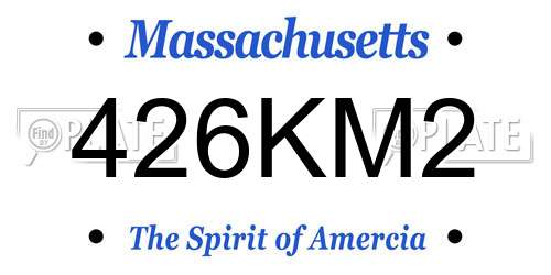 426KM2 Massachusetts License Plate